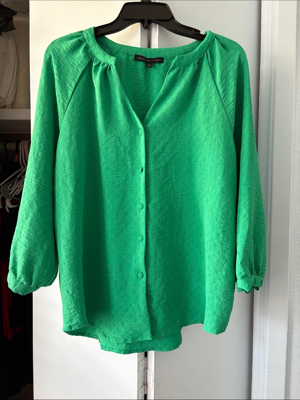 Adrienne Vittadini Bright Green Button-Front Blouse